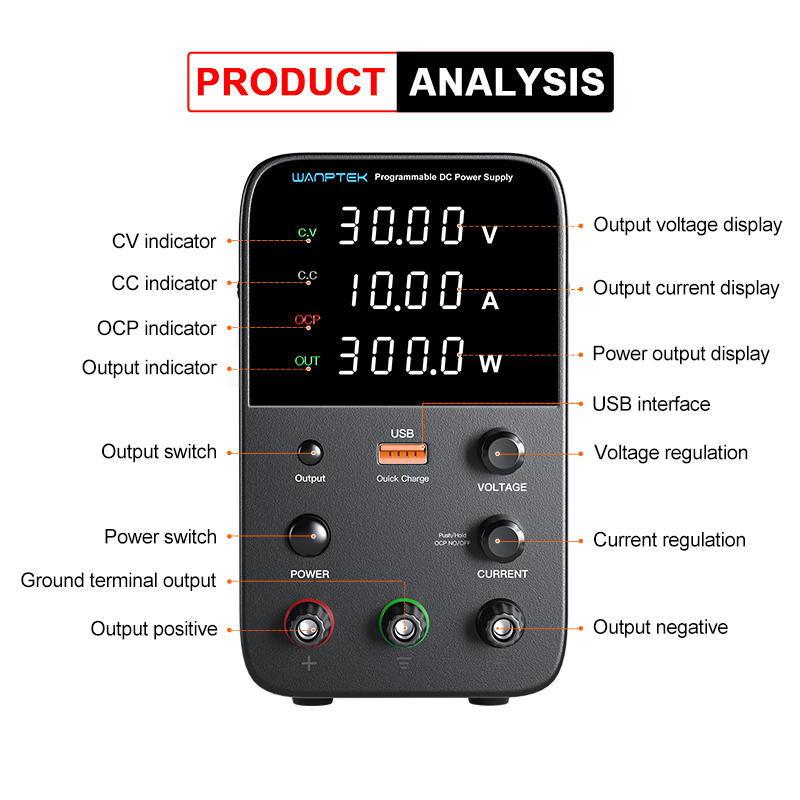 Wanptek fuente de alimentación - Programmable Dc Power Supply 30V 10A reseña y precio